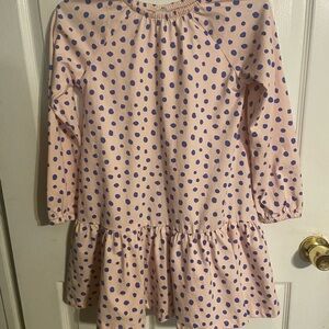EUC Hanna Andersson Girls 140 Sz10 Long Sleeve Pink W/blue Polka Dot Dress